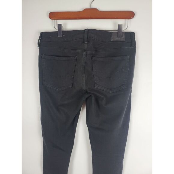 American Eagle Super Stretch Jeggings 6 Womens Low Rise Black Distressed Skinny - Picture 7 of 10